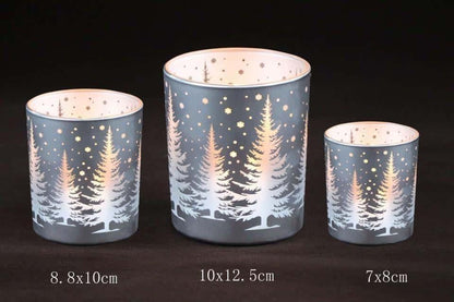 Frosted Christmas Glass Candle Holders