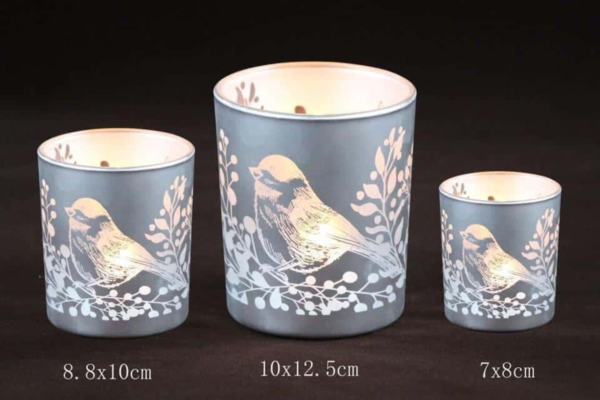 Frosted Christmas Glass Candle Holders