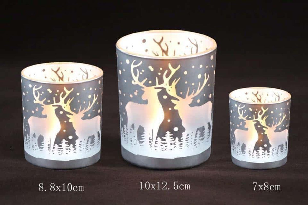 Frosted Christmas Glass Candle Holders