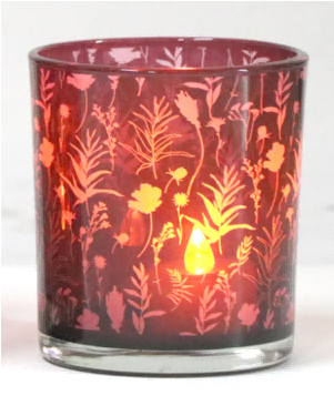 Frosted Red Glass Candle Holders