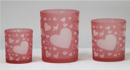 Frosted Red Glass Candle Holders