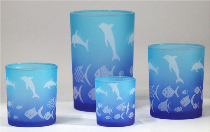 Frosted Blue Glass Candle Holders