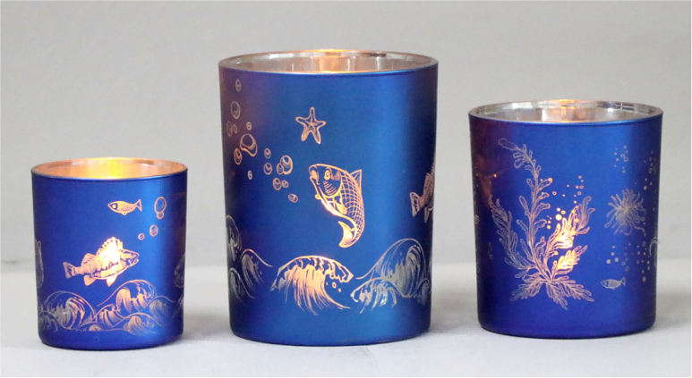 Frosted Blue Glass Candle Holders