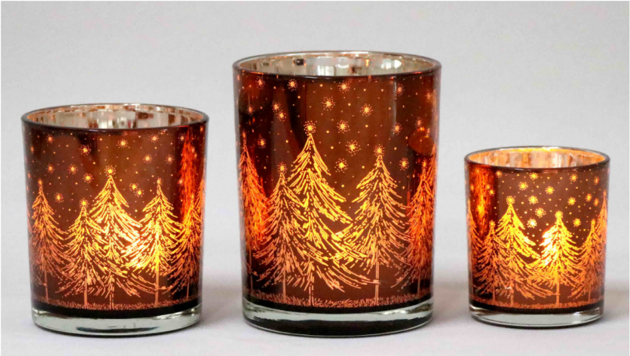 Frosted Red Glass Candle Holders
