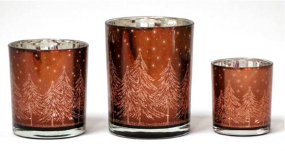 Frosted Red Glass Candle Holders