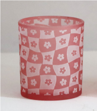 Frosted Red Glass Candle Holders