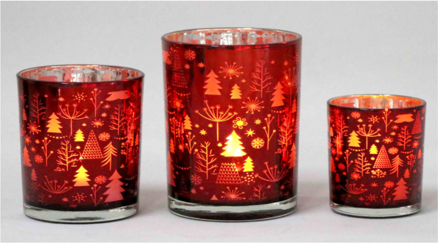 Frosted Red Glass Candle Holders