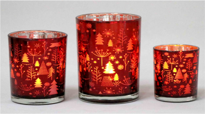 Frosted Red Glass Candle Holders