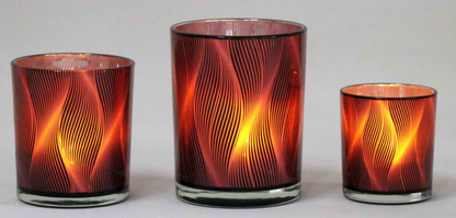 Frosted Red Glass Candle Holders