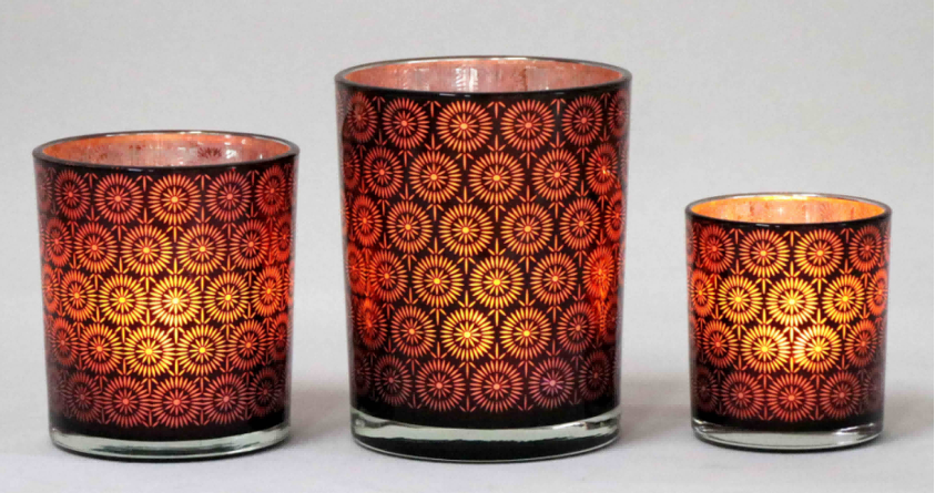 Frosted Red Glass Candle Holders