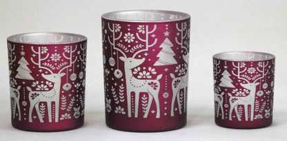 Frosted Red Glass Candle Holders