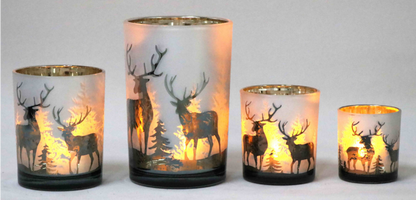 Frosted White Glass Candle Holders