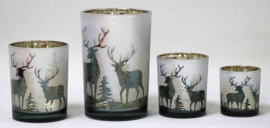 Frosted White Glass Candle Holders