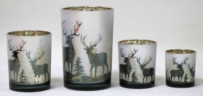 Frosted White Glass Candle Holders