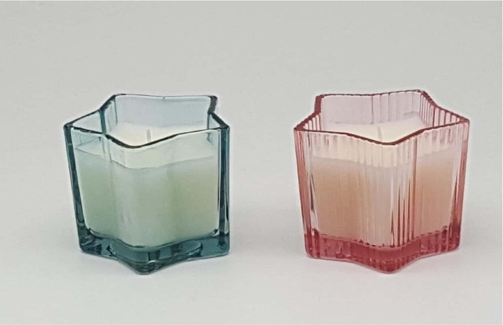 Star-shaped Glass Candle Holder with Wax