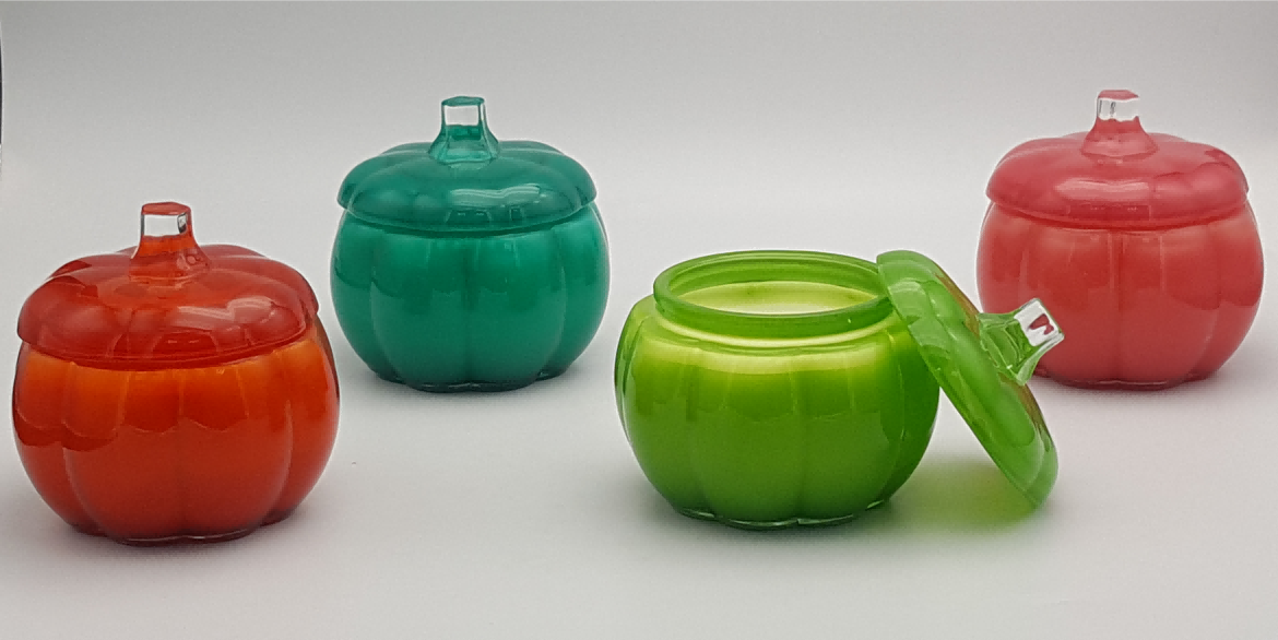 Pumpkin-shaped Glass Candle Holder with Wax