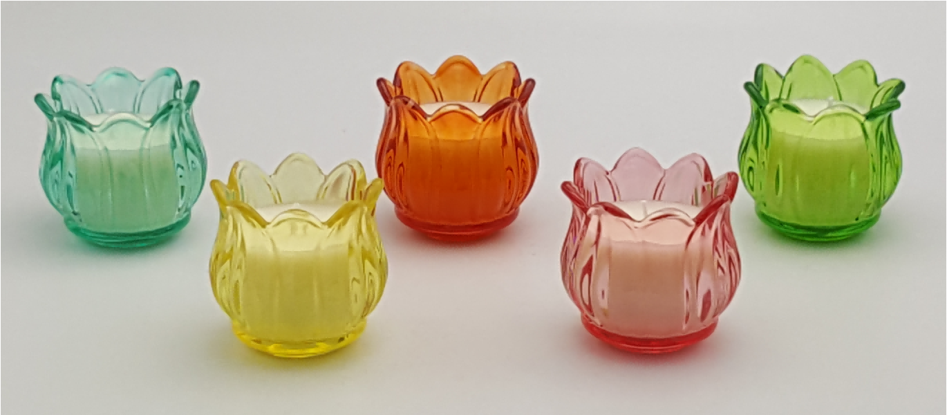 Tulip-shaped Glass Votive Candle Holder with Wax