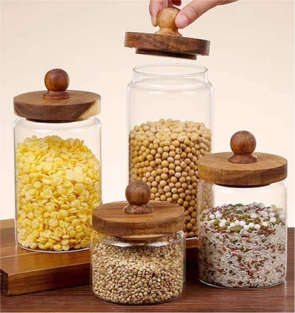 Glass Canister with Wooden Lid