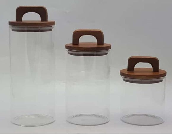 Glass Canister with Wooden Lid