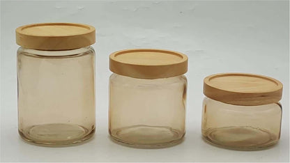 Colored Glass Canister with Wooden Lids