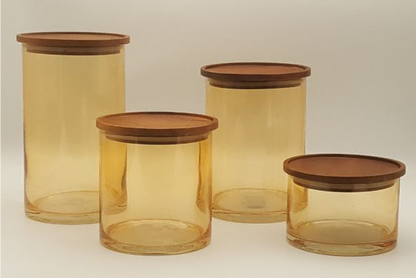 Colored Glass Canister with Wooden Lids