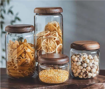 Glass Canister with Wooden Lid