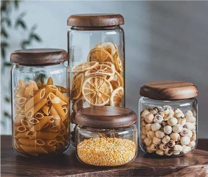 Glass Canister with Wooden Lid
