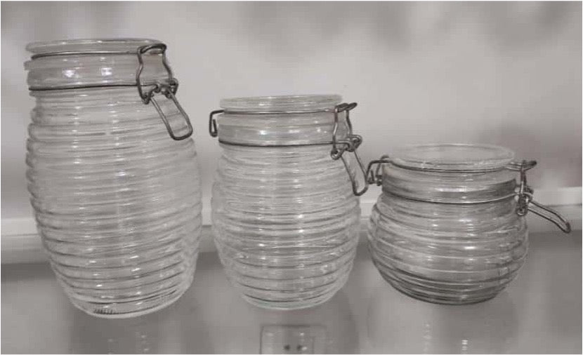 Beehive-shaped Glass Canister with Hinged Lid