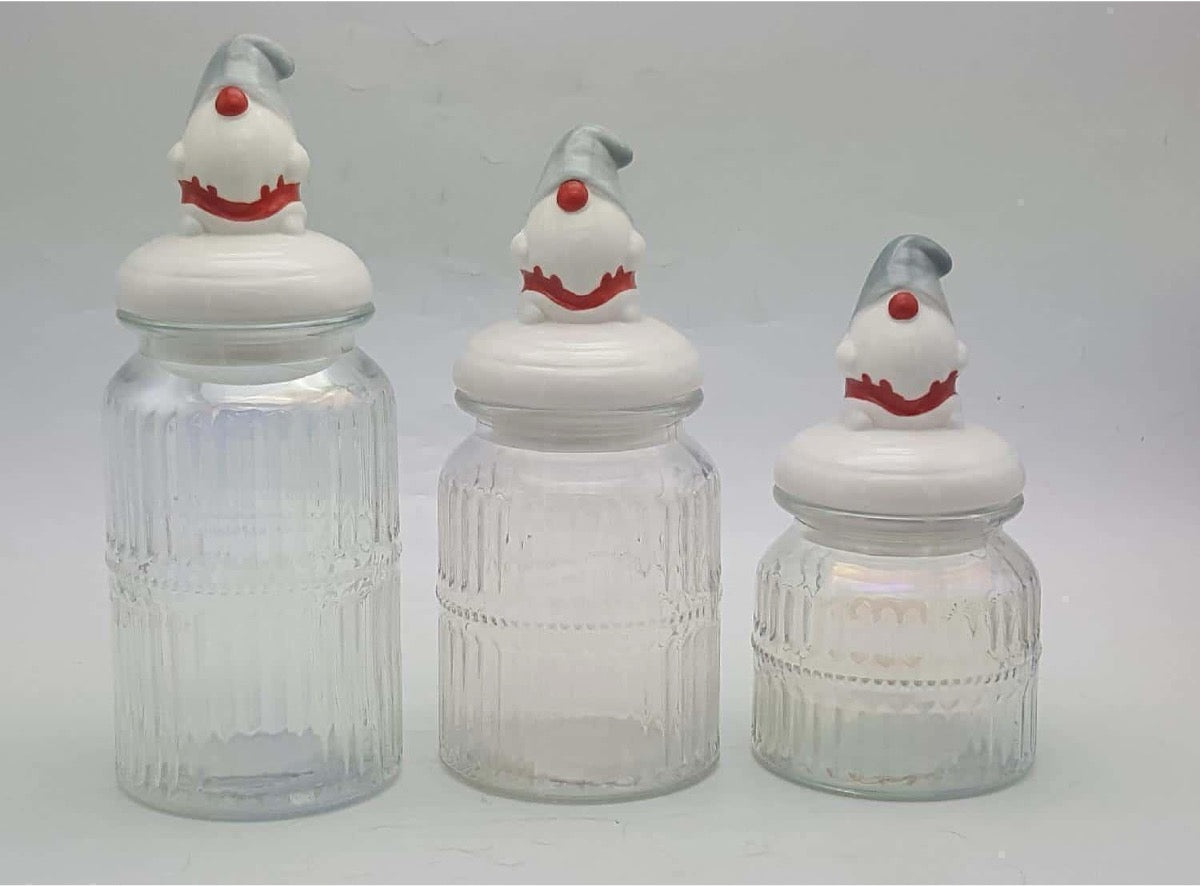 Glass Canister with Christmas Figurine Lid