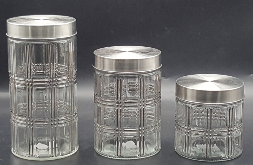 Glass Canister with Stainless Steel Lids