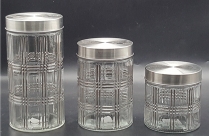 Glass Canister with Stainless Steel Lids