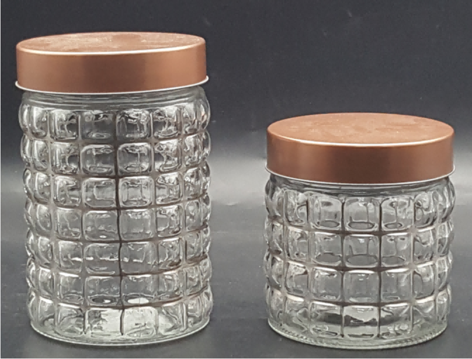 Glass Canister with Stainless Steel Lids