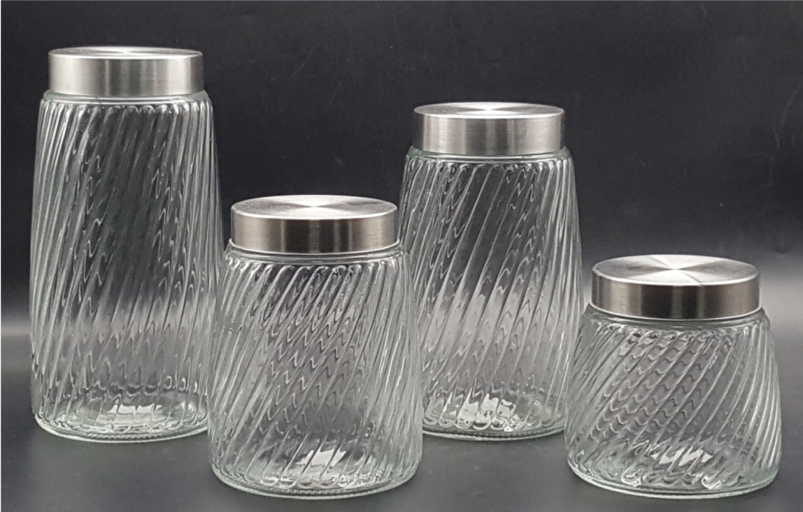 Glass Canister with Stainless Steel Lids