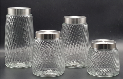 Glass Canister with Stainless Steel Lids