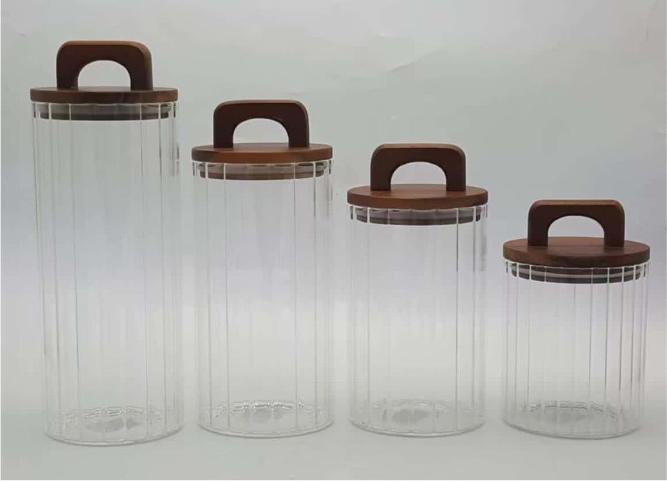 Glass Canister with Wooden Lid