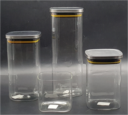 Glass Canister with Stainless Steel Lids