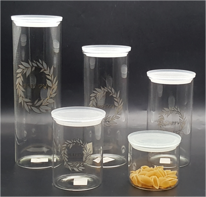 Glass Canister with Plastic Lids