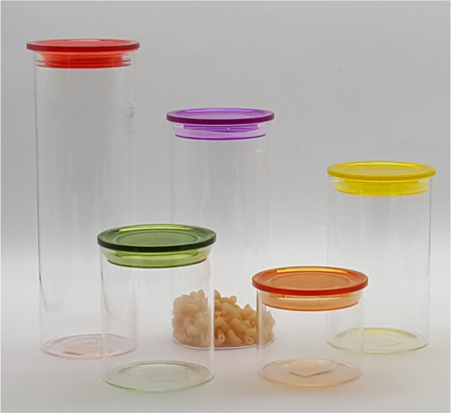 Glass Canister with Plastic Lids