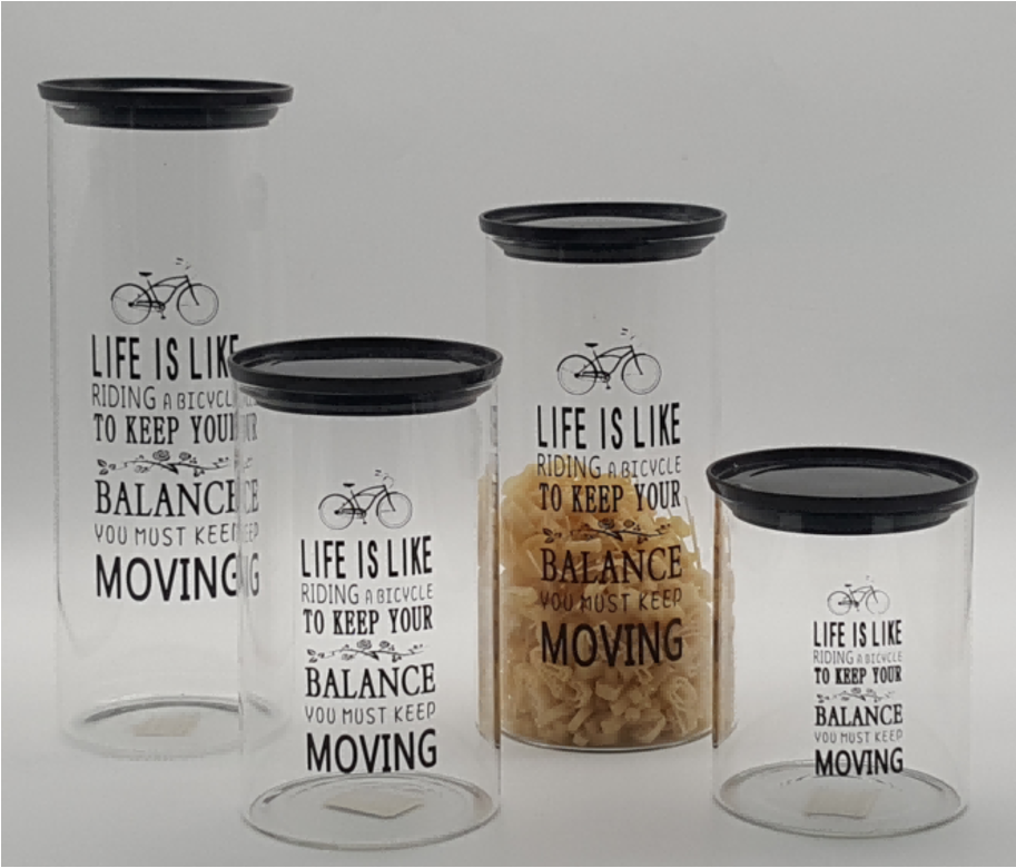 Glass Canister with Plastic Lids
