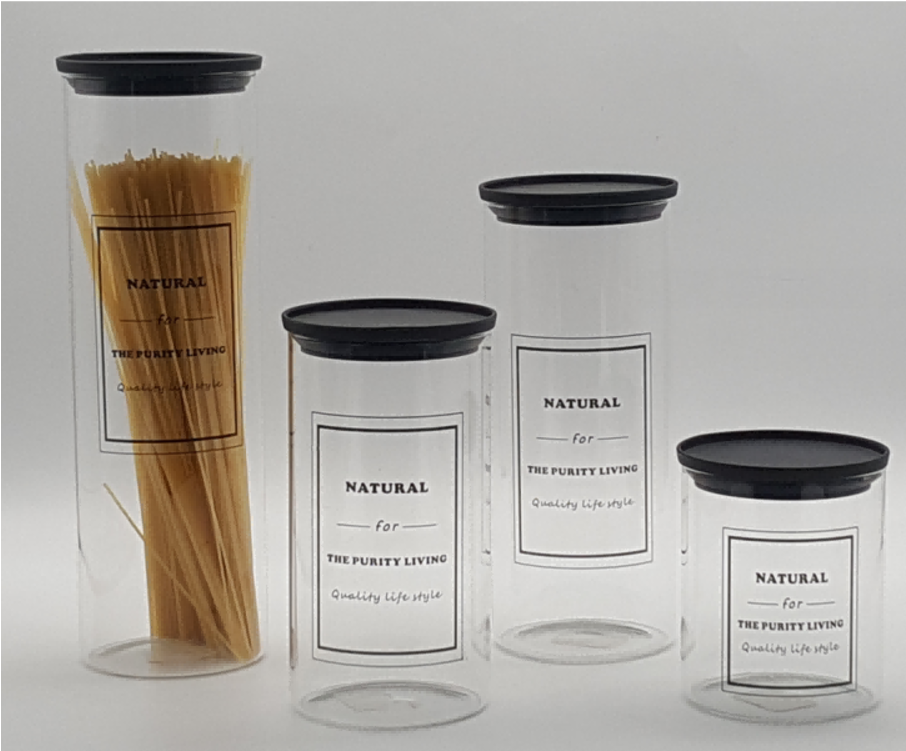 Glass Canister with Plastic Lids