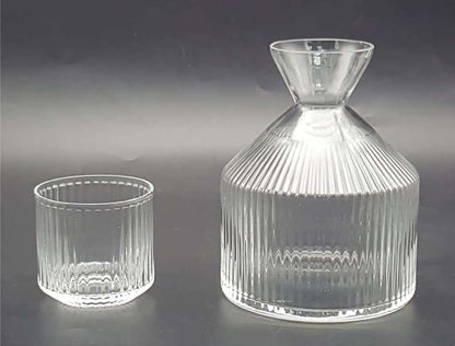 Clear Glass Carafe with Tumbler Set