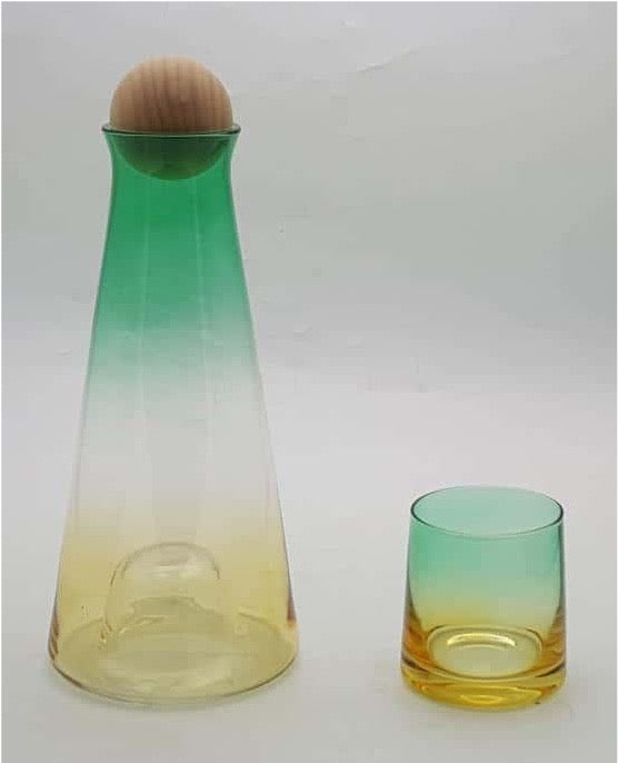 Gradient Amber Glass Carafe with Tumbler Set