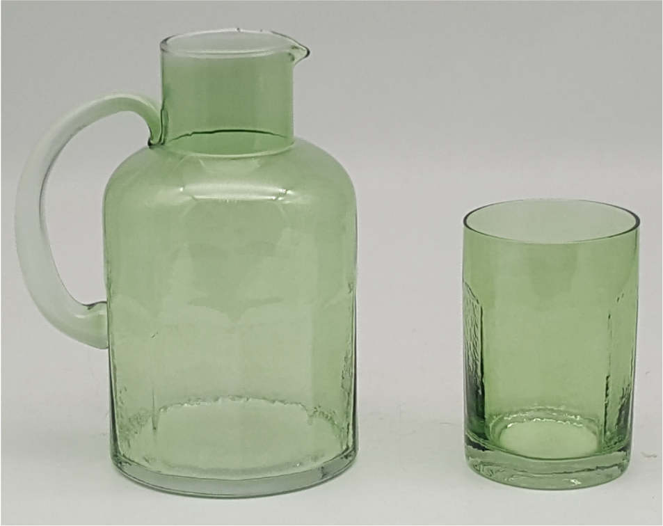 Colored Glass Carafe with Tumbler Set
