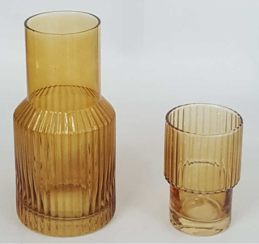 Colored Glass Carafe with Tumbler Set