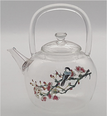 Glass Teapot with Printed Floral Design