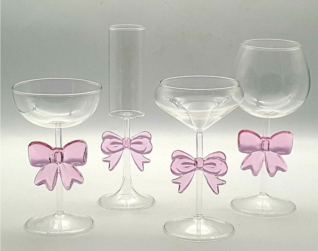 Wine Glass with Bowknot Decoration