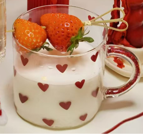 Glass Coffee Mug with Printed Heart