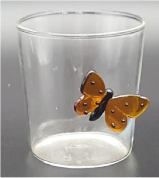 Glass Tumbler with Glass Butterfly