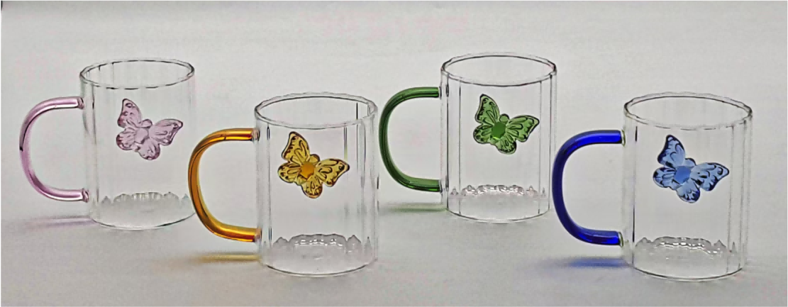 Glass Tumbler with Glass Butterfly