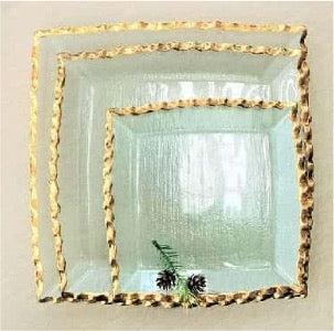 Gold-rimmed Square Glass Serving Plate